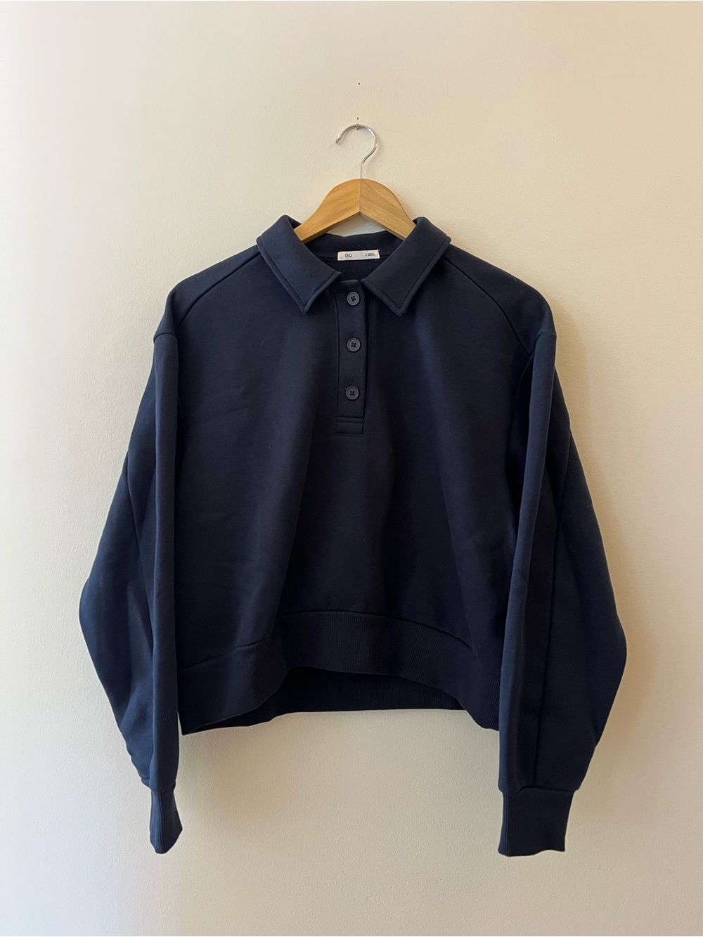 GU Classic Navy Cropped Polo Sweatshirt - Women